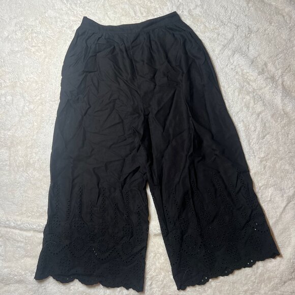 Anthropologie‎ Eyelet Wide Leg Black Cropped Pants – Women’s Size 2 NWT - Picture 7 of 7